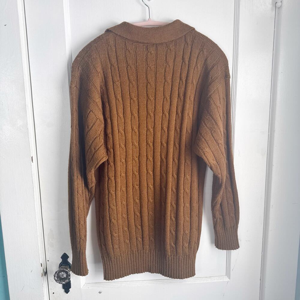 VTG Diane Von Furstenberg Collared Cable Knit Ribbed Polo Pullover Sweater M - Picture 10 of 13